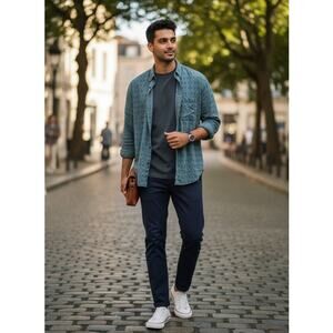 Vtg 80s Zeppelin Paisley Woven Button Front Shirt Sz LT Men Boho Festival Whimsy